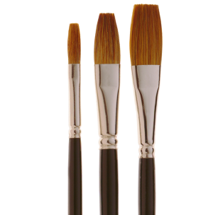 Artist Paint Brushes - Red Sable (Weasel Hair) Long Handle, Flat Paint�